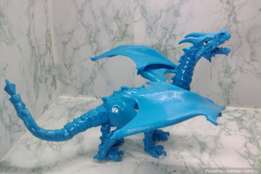 Эксперимент с цветом драконов продолжается, 3 D печать из пластика: ГОЛУБОЙ ДРАКОН (фото 2)