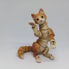 Бжд окрашенная кошка, рыжая, модель "Пунечка". 6 сменных голов и одна пара глаз в комплекте.