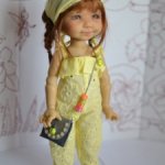 Комбинезон лимонного цвета, с сумочкой и косынкой для пельменей Meadow dolls