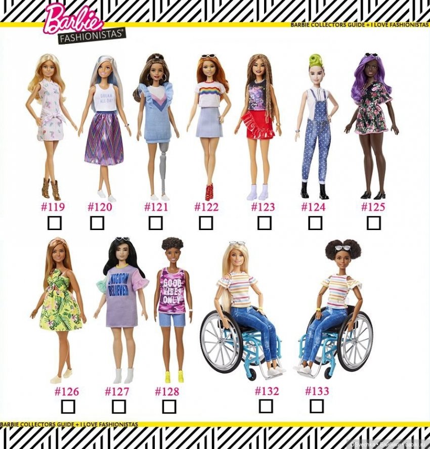 Barbie fashionistas full list sale