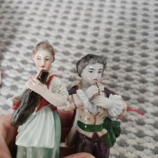 Антикварные Парные статуэтки Volkstedt Музыканты