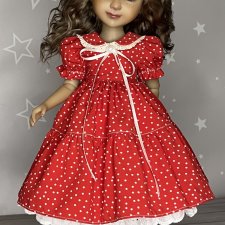 Платье шелковое в горошек для Руби Ред ростом 37см.