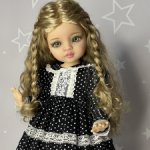 Нарядное платье в горошек с пышным подъюбникомд для Паола Рейна и аналогичных кукол , ростом 33см