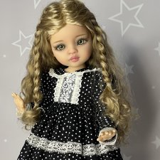 Нарядное платье в горошек с пышным подъюбникомд для Паола Рейна и аналогичных кукол , ростом 33см