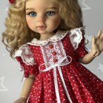 Платье красное в горошек с пышным подъюбником для Паола Рейна и аналогичных кукол!
