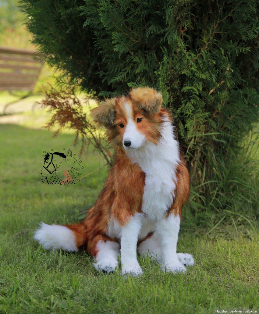 Реалистичная мягкая игрушка щенок колли (фото 4)