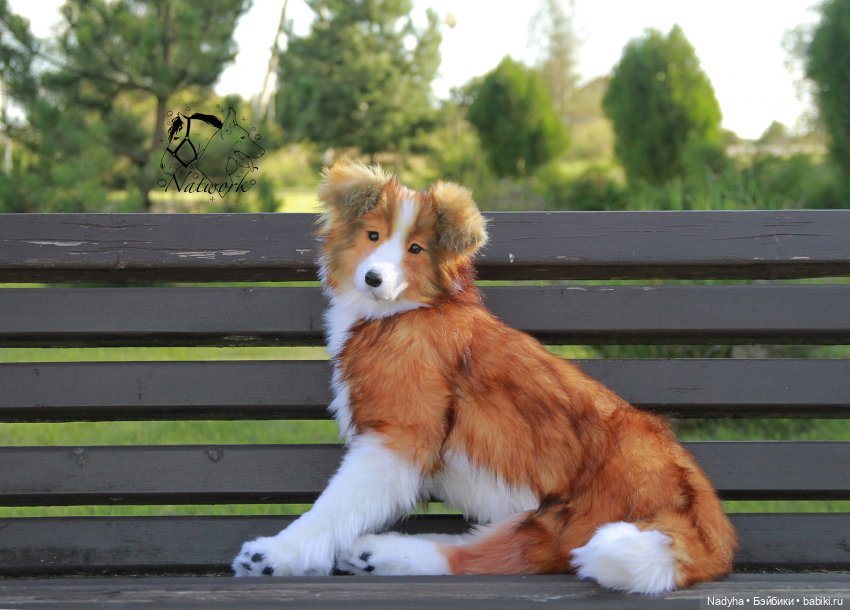 Реалистичная мягкая игрушка щенок колли (фото 3)