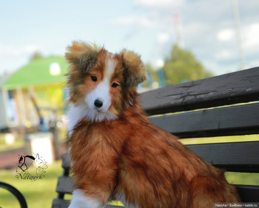 Реалистичная мягкая игрушка щенок колли (фото 2)