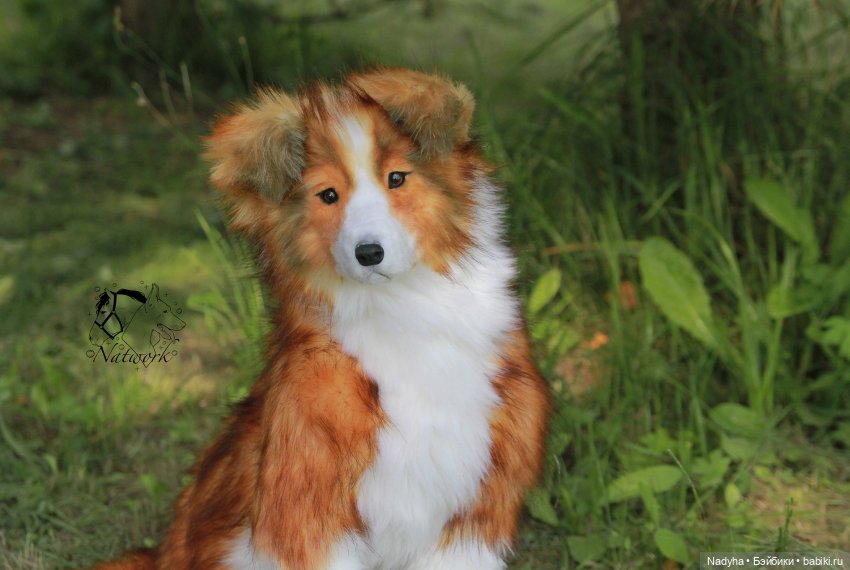 Реалистичная мягкая игрушка щенок колли