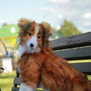 Реалистичная мягкая игрушка щенок колли