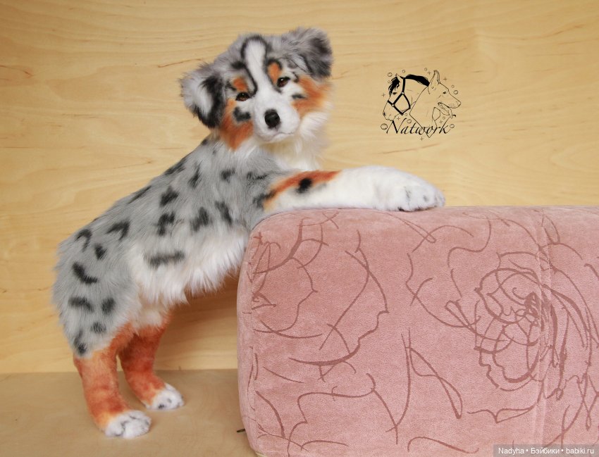 Реалистичная мягкая игрушка щенок аусси