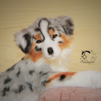 Реалистичная мягкая игрушка щенок аусси