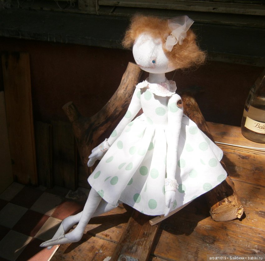 Винтажная куколка Зеленый горошек