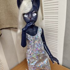 Лунная кошечка, авторская бжд куколка