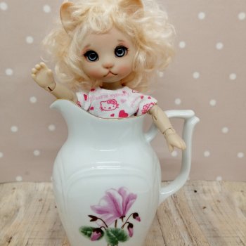 Котя в молочнике.