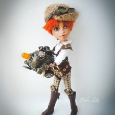 Эльфочка механик и ее маленький друг. Стимпанк