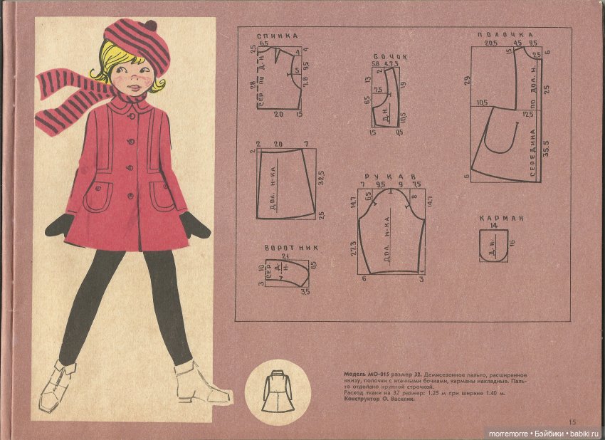 Альбом "Детское платье" с чертежами выкроек, 1973 год