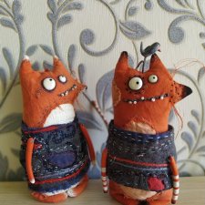 Лисы в смешанной технике Лисы в смешанной технике