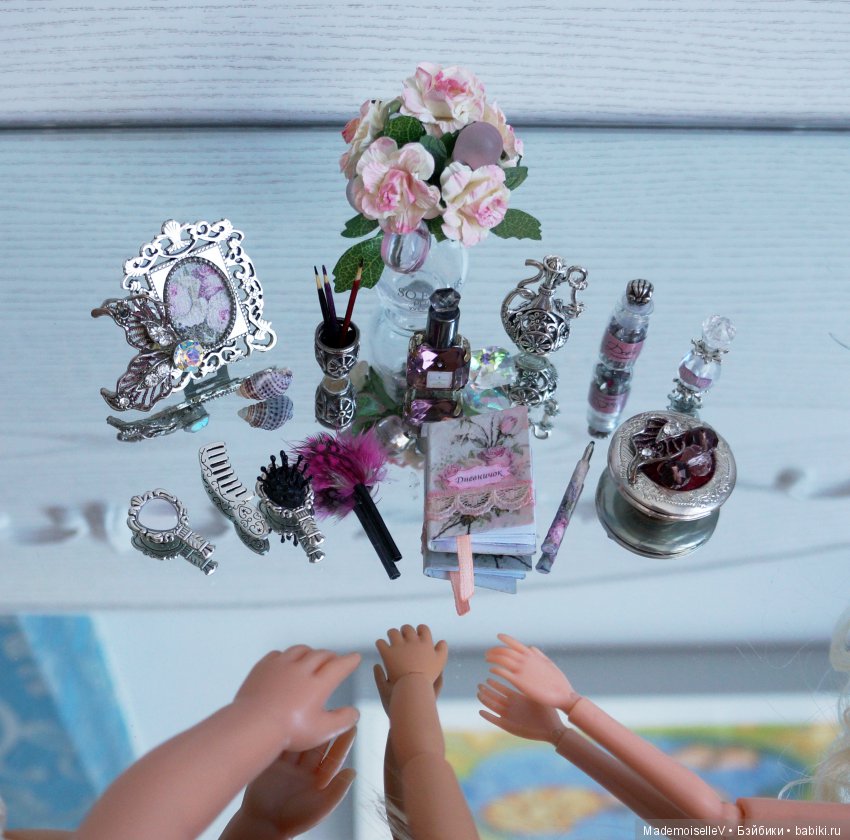 "Аметист в серебре". Миниатюра. Набор аксессуаров для туалетного столика