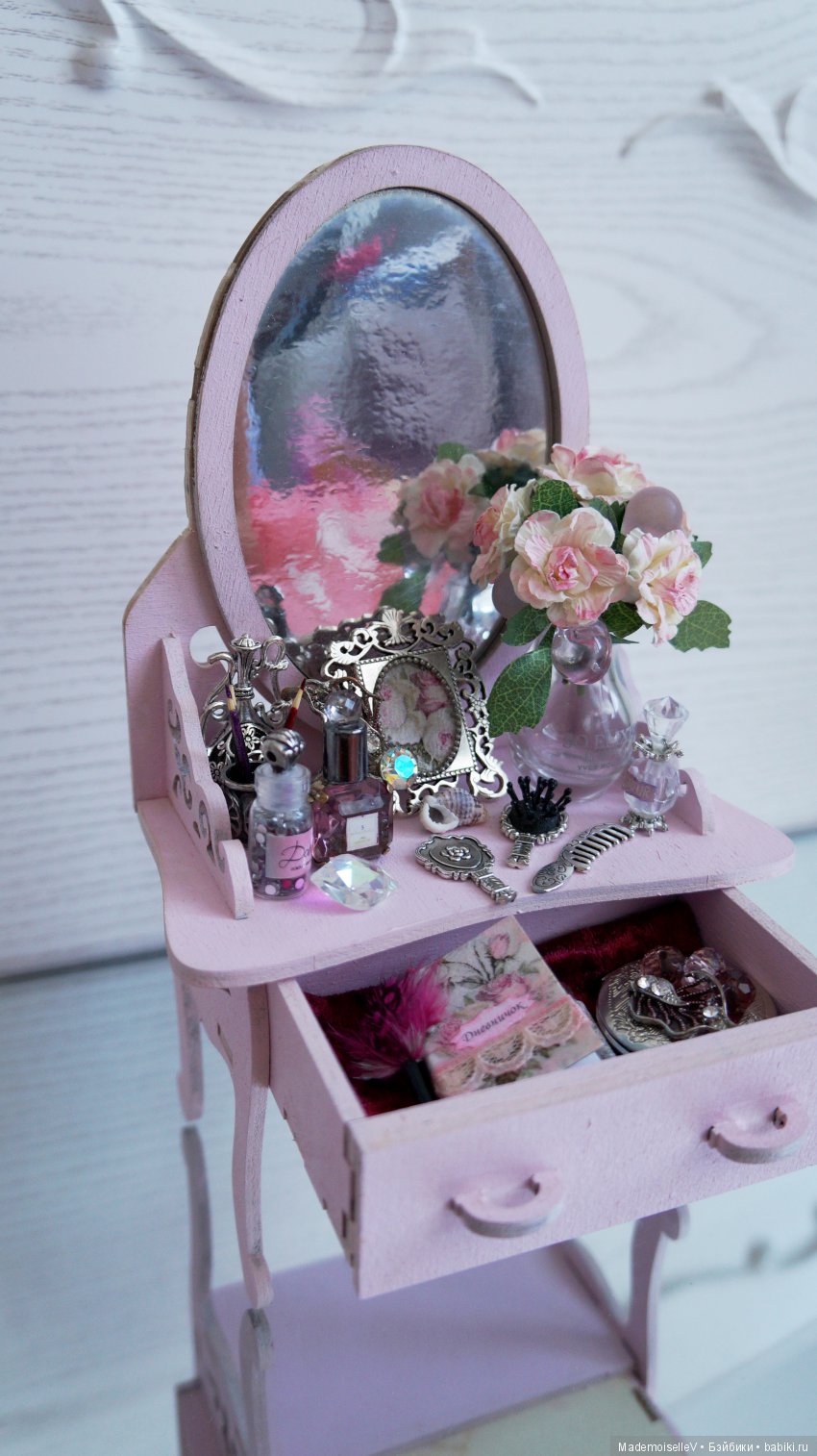 "Аметист в серебре". Миниатюра. Набор аксессуаров для туалетного столика