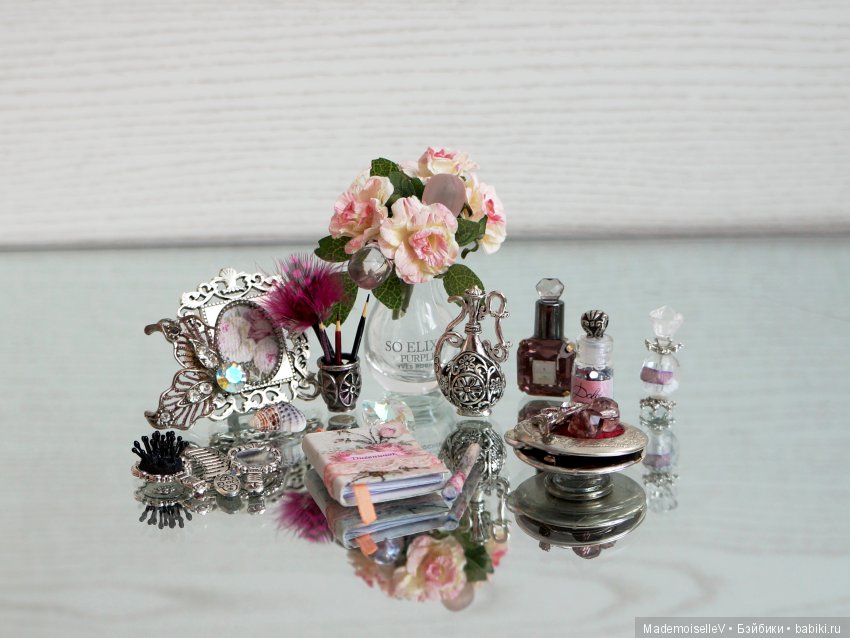 "Аметист в серебре". Миниатюра. Набор аксессуаров для туалетного столика
