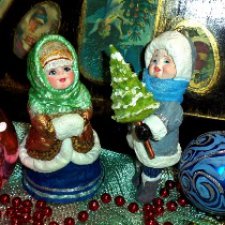 Новые ватные ёлочные игрушки - Набор из четырёх малышей