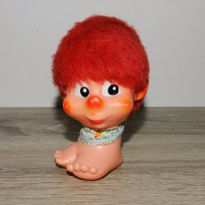 Чудик тролль пятка с красными волосами. Винтажная немецкая кукла игрушка ГДР