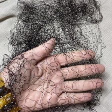 АНТИКВАРНАЯ ШЛЯПНАЯ ВУАЛЬ 80 х 30 см черная с белыми мушками