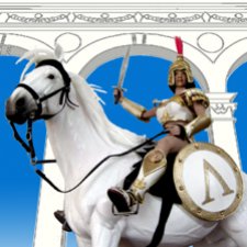 Куклы в доспехах верхом на конях.