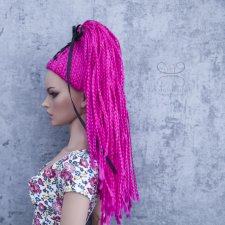 Кукла БЖД (BJD) - Парик Хвост со шнуровкой розовый на СД голову 8-9 ...