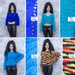 Вязаные свитера для девочек 1/3 СД БЖД - оттенки голубого и разноцветный