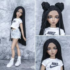 Парик - косички ЗиЗи для MINIFEE МИНИФИ (6-7) длинный черный