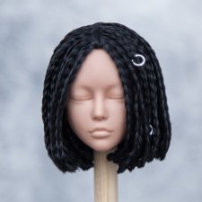 Парик Зи-Зи косички Черный для кукол с головой 4-5 12,5см обхват (Дольше Dollshe Диана и подобные)