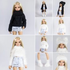 Вязаная одежда для Minifee Минифи в черно-белой гамме