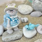 Мышка Тетушка Соня с питомцем акуленком Фимой, коллекционная авторская игрушка