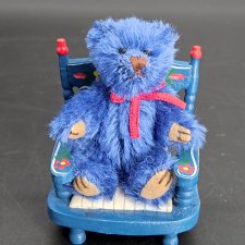 Мишка Кобальт. 7,5 см. Миниатюра. Мохер