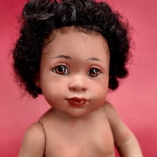 Кукла фарфоровая Малышка-африканка от Jeanne Singer OOAK