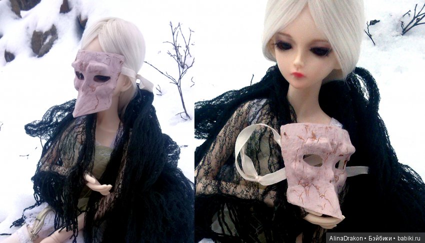 Венецианская маска Баута для куклы (фото 5)