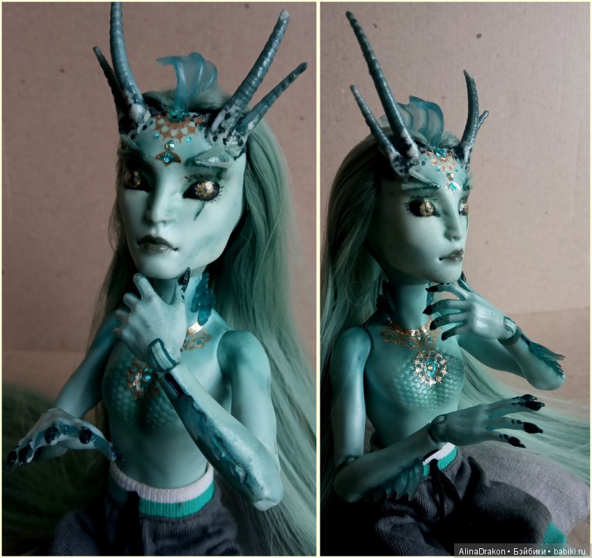 Водный Дракон, часть 1 | Бэйбики Водный Дракон, часть 1 — ООАК Monster High и Ever After High: репейнт (фото 7)