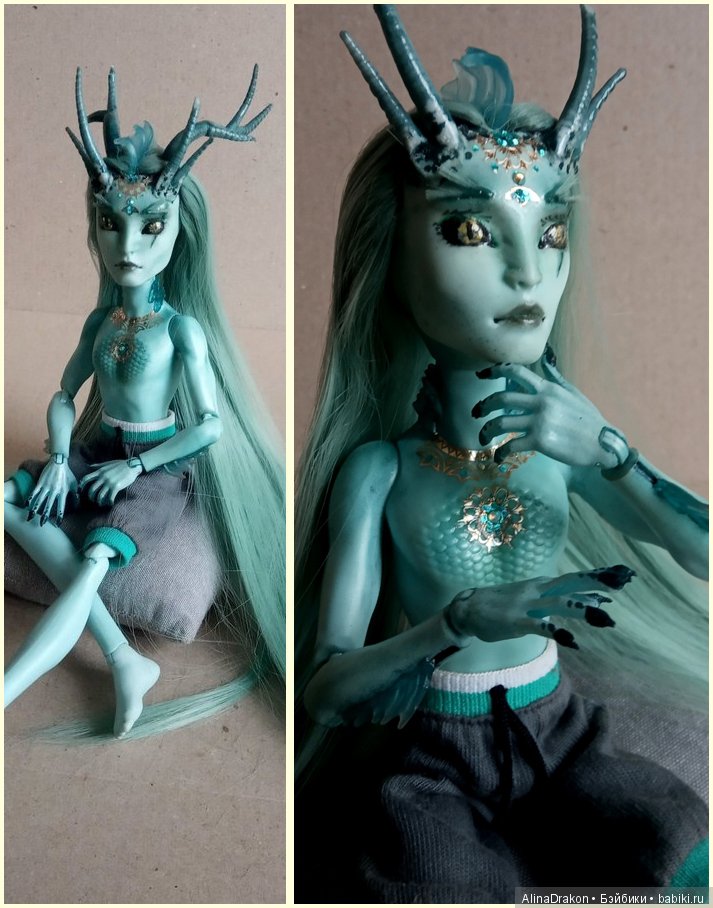 Водный Дракон, часть 1 | Бэйбики Водный Дракон, часть 1 — ООАК Monster High и Ever After High: репейнт (фото 8)