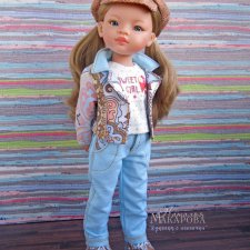 Костюм "Разноцветный джинс" для кукол Паола Рейна 32-34 см