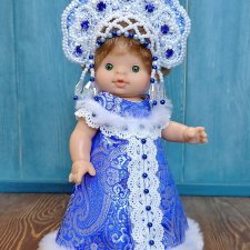 Костюм "Снегурочка в кокошнике" для пупса Паолитос 21 см, цвет синий