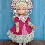 Комплект с кокошником "Малиновый звон" для кукол Паола Рейна 32 см