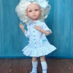 Платье-рубашка для кукол Паола Рейна 32 см, цвет белый в горошек