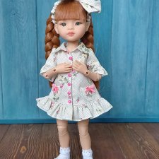 Платье-рубашка для кукол Паола Рейна 32 см, цвет белый/принт