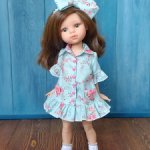 Платье-рубашка для кукол Паола Рейна 32 см, цвет голубой/принт