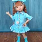 Платье-рубашка для кукол Паола Рейна 32 см, цвет голубой/принт