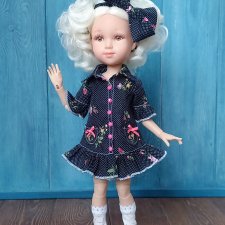 Платье-рубашка для кукол Паола Рейна 32 см, цвет черный/принт