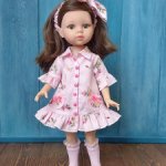 Платье-рубашка для кукол Паола Рейна 32 см, цвет розовый/принт