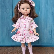 Платье-рубашка для кукол Паола Рейна 32 см, цвет розовый/принт